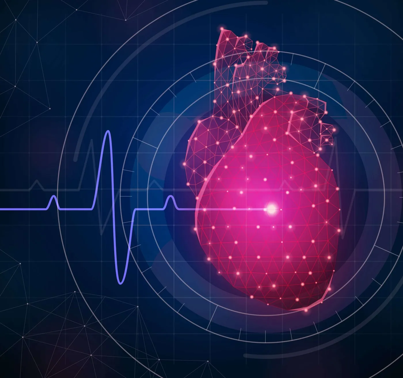 Illustration of a heart and heart rhythm trace